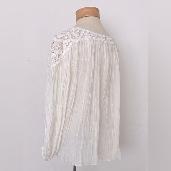 NWT CHLOE BOHO CROCHET MILK WHITE GUIPURE LACE EMBROIDERY BLOUSE SHIRT TOP 36 - Picture 5 of 15